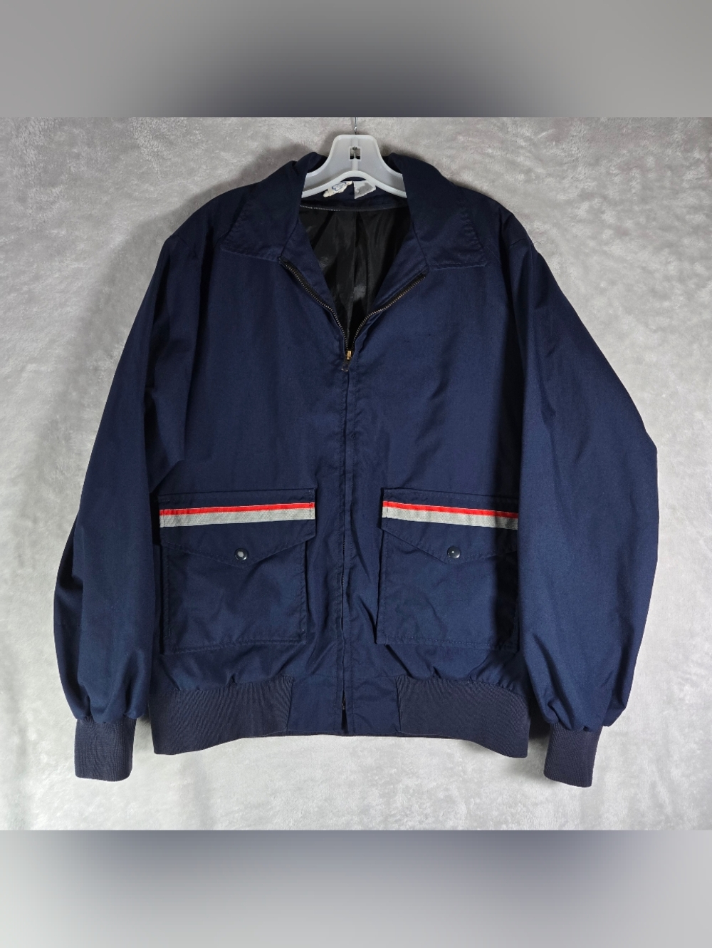 USPS Brookfield Full Zip Bomber Jacket Mens Size 38/40 Regular Navy Blue Pockets